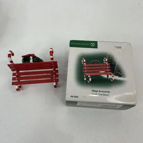 Department 56 Village Accessories Candy Cane Bench Christmas Village #56.52669 - Picture 2 of 7